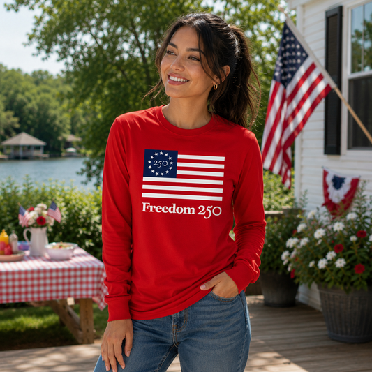 Freedom 250 Unisex Red Long Sleeve Tee