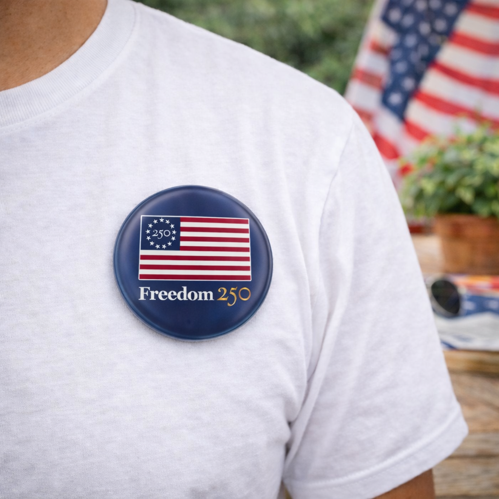 Official Freedom 250 Navy 3" Buttons, Set of 2